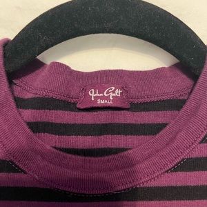 John Galt tee, purple and striped, size small